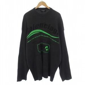 Balenciaga UNIFIT 21SS Rib Crawneck knit sweater logo big silhouette Used 4bd7aa - Picture 1 of 9