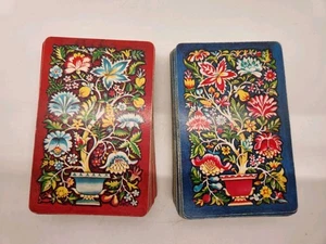 Vintage 2 komplette Spielkarten Decks Funky bunte Blumen von Metro - Bild 1 von 8