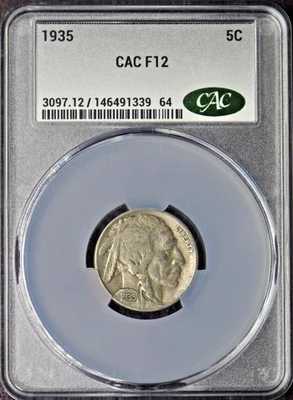 1935 Buffalo Nickel - CAC F12 - ✪COINGIANTS✪ - Image 1 of 2