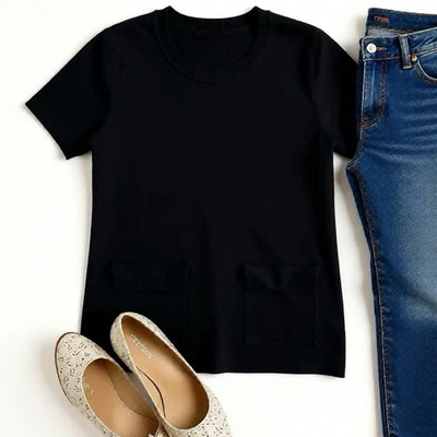 Suéter feminino Banana Republic manga curta tamanho M contemporâneo chique bolsa - Imagem 1 de 4