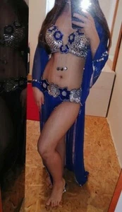 Sexy Egipcio Nuevo Disfraz de Danza del Vientre, Hecho a Mano Bordado Vestido de Danza del Vientre - Imagen 1 de 21