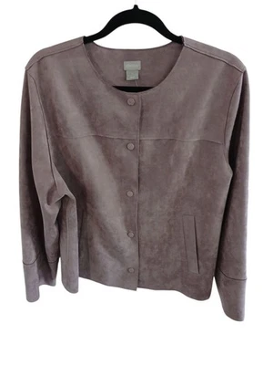 Chaqueta de gamuza de buceo Chico's talla 3 LS violeta hielo nueva con etiquetas $129 Foto 1 de 3