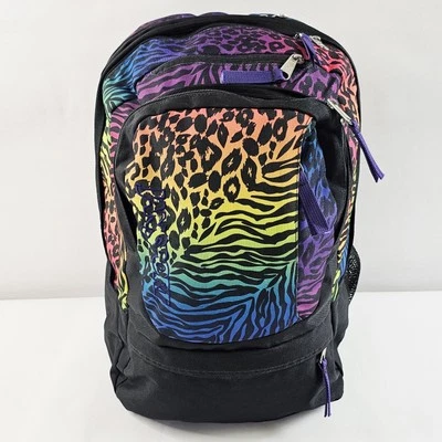 Mochila para computadora portátil Jansport Leopardo Cebra Estampado Arco Iris Estilo Lisa Frank Foto 1 de 4