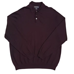 Brooks Brothers Vtg Mens Polo Neck Jumper Sweater 2XL Burgundy Merino Wool AD15 - Picture 1 of 8