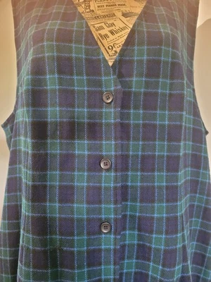 Pendleton New Wool Green Plaid Dress Size 16 Gold Buttons Sleeveless  - Image 1 of 4
