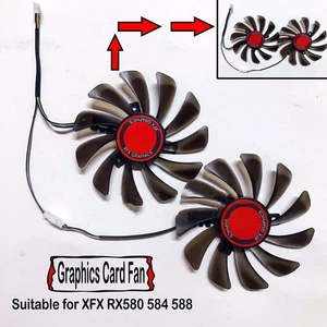 95mm Graphics Card Dual Fan Video Card Cooler Fan for XFX RX580 584 588 Part Set - Afbeelding 1 van 4