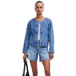 MADEWELL Women’s Denim Collarless Lady Jacket in Lakecourt Wash-Size L - Picture 1 of 8