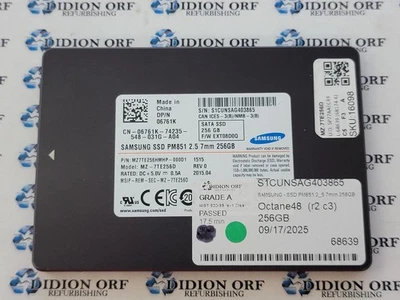 SAMSUNG PM851 256GB 2.5" SATA SSD MZ-7TE256D, Grade A, SKU 16098 - Image 1 of 2