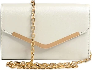 Clutch Purse Evening Bag for Women,Envelope Handbag With Detachable Beige - Picture 1 of 7