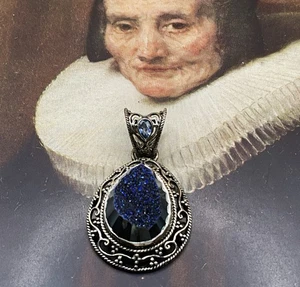 New Sterling Nicky Butler Drusy Topaz Pendant - Picture 1 of 6