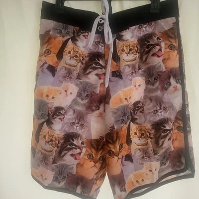 Mens Swim Bathing Suit Shorts Trunks Cats & Kittens Lined Size M Pre-owned - Image 1 of 4