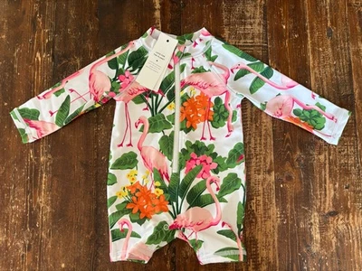 Traje de baño Janie And Jacks 0-3 Mos Resort Flamingo de una pieza UPF 50+ protección UV Foto 1 de 4