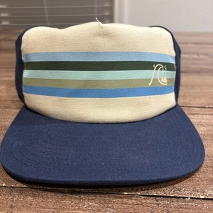 Quiksilver Men’s Emu Coop Trucker Cap Blue And White SnapBack Hat Surf Beach - Picture 1 of 8