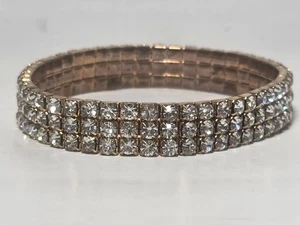 Dreireihiges roségoldfarbenes Stretch Tennis Armband Strass Zirkonia  - Bild 1 von 5