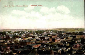 USA Vintage Postcard Bird´s Eye View KEOKUK Iowa Business District Amerika ~1920 - Picture 1 of 1