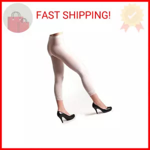 Ladies Women Footless Tights Capri Lace Trim Hosiery Opaque White Dance One Size - Picture 1 of 2