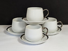 4 x Georg Jensen Porcelain Espresso Coffee Cups & Saucers White & Silver Danish