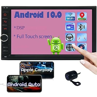 Quad 4 Core 16GB Android 10.0 7" Double 2DIN Car GPS Navigation Stereo Radio Cam - Image 1 of 4