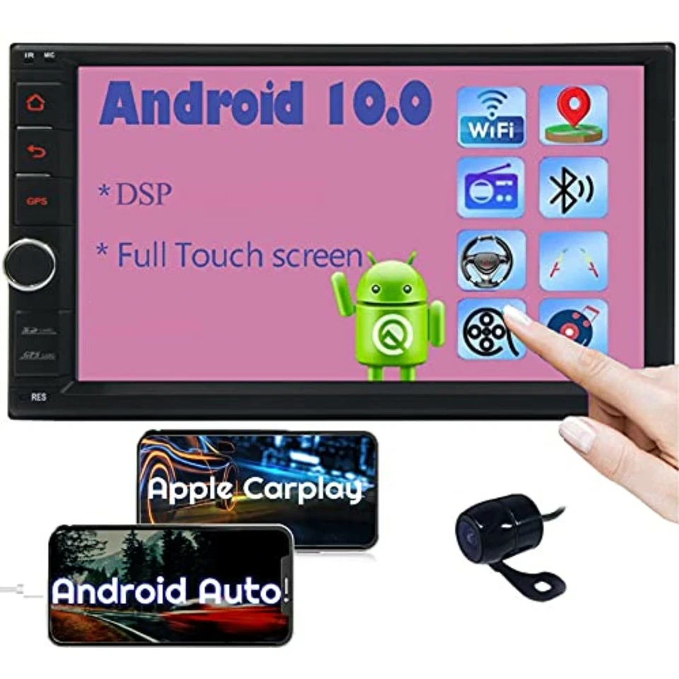 Quad 4 Core 16GB Android 10.0 7" Double 2DIN Car GPS Navigation Stereo Radio Cam - Image 1 of 4