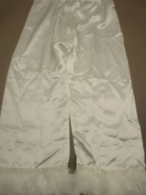 NWOT Unbranded Size XL Womens White Satin Feather Trim Pants Shirt Party Set 395 - Image 1 of 4