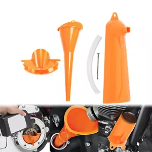 Orange Primary Oil Fill Funnel+Drip Free Oil Filter Set Fit For Harley Touring - Picture 1 of 5