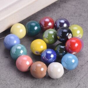 Round 8mm 10mm 12mm Shiny Glossy Ceramic Porcelain Loose Beads Jewelry Making