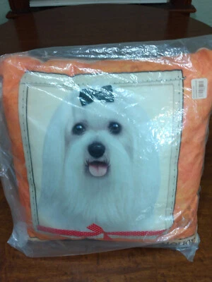 E&S Pets Large Dog Design Throw Pillow 16 x 16 inches Maltese INDOOR/OUTDOOR NIB - Image 1 of 4