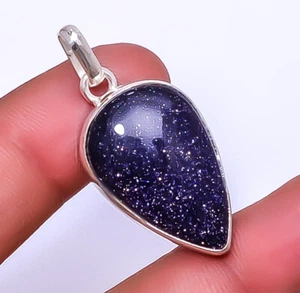 Blue Sunstone Handmade 925 Sterling Silver Pendant 1.48" A343 - Picture 1 of 1