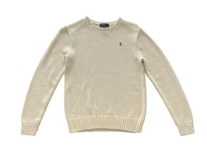 Polo Ralph Lauren Boys Cream Knit Sweater M (12/14) 100% Cotton Pre-Owned - Picture 1 of 7