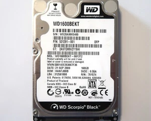 WD WD1600BEKT-66F3T2 HANTJBBB (WX20) Thailand 2.5" 160gb Sata HDD 21SEP2009 - Picture 1 of 1
