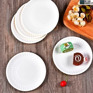 Paper Plates White Disposable Dishes for Wedding Catering Parties 6" 7" 9" inch - Picture 1 of 16