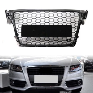 RS4 Style Gloss Black Honeycomb Front Grille Grill for AUDI A4 S4 B8 2009-2012 - Picture 1 of 15