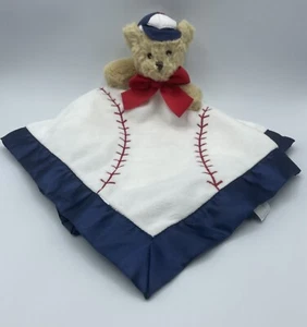Bearington Bear Baseball Teddy Bear Security Blanket Lovey Satin Trim - Picture 1 of 11