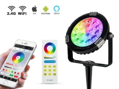 Profi Smart LED RGB+CCT 9W Gartenstrahler IP65 Funk WiFi Wlan Alexa steuerbar - Bild 1 von 4