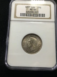 1937  NGC Graded Canadian, 25¢ Cent, **MS-64** #001 - Bild 1 von 7
