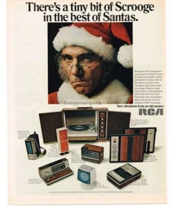 1970 RCA Cassette Recorder Phonograph Clock Radio SCROOGE SANTA Vintage Ad - Picture 1 of 1