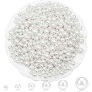 3/4/6/8/10mm White ABS Imitation Pearl with Hole Craft Bead Acrylic Loose Pearls - Picture 1 of 7