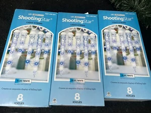 3 Box Gemmy Lightshow Icy Blue White Shooting Star Varied Size Icicle Lights - Picture 1 of 2
