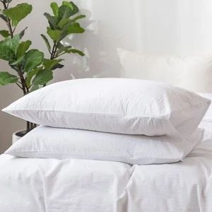 Bedding Pillowcases Pack of 2 100% Washed Cotton Linen Like Textured Breathab... - Picture 1 of 6