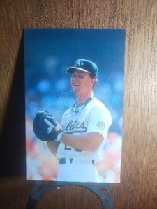 1989 BARRY COLLA Mark McGwire A's UNSIGNED 3-1/2 x 5-1/2 PHOTO POSTCARD #1,2,3,4