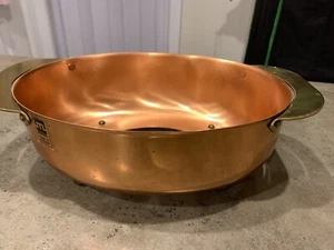 Footed Oval Ceramic Dish Holder Made in Portugal Copper and Brass - Picture 1 of 9