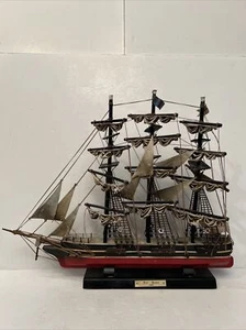 Vintage “Red Jacket 1869” Wooden Model Canvas Sailing Ship 15” Long 15” Tall - Picture 1 of 14