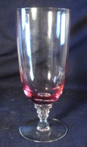 Tiffin Wisteria iced tea glass stem #17507 rich pink color wisteria - Picture 1 of 3