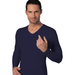 Maglia scollo a V da uomo manica lunga in cotone caldo interlock Nottingham Soul - Picture 1 of 4