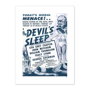 The Devils Sleep Bennies Phenos Drugs 1950's Blue Canvas Wall Art Print - Picture 1 of 4