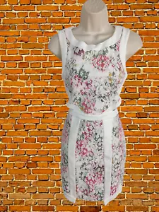 BNWT MISS SELFRIDGE UK 10 CREAM LACE FLORAL OCCASION CUT OUT MINI PARTY DRESS - Picture 1 of 6