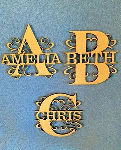 Personalised Wooden Monogram Letters Craft Blank Shape Wedding Guestbook - Picture 1 of 3