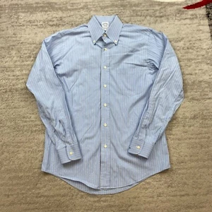 VTG Brooks Brothers Oxford Shirt 15.5 - 33 Blue White Dress Hickory Outdoor Prep - Picture 1 of 11