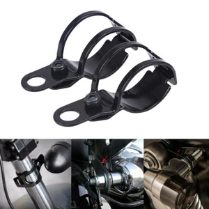 Pair Fork Ear Clamp Motorcycle Turn Signal Light Mount Bracket Holder Universal - Picture 1 of 12