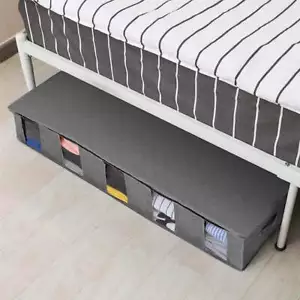 Stoff Unterbett Kleidung Aufbewahrung Beutel Schwarz Grau Schlafzimmer Bettdecke - Picture 1 of 8
